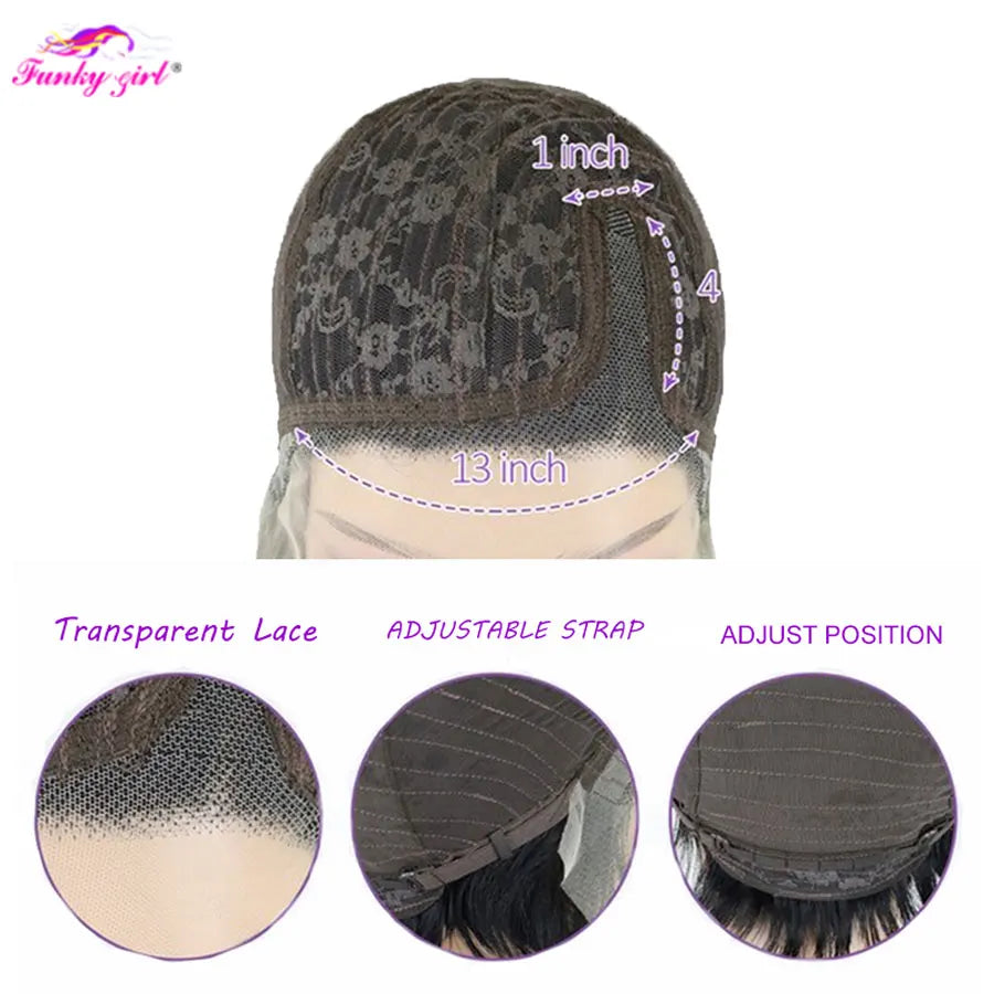 Pixie Cut Wig Transparent Lace Human Hair Wigs For Women Straight Short Bob Wig 13x5x1 T Lace Wig Pre-pluck Brazilian Remy  Hair