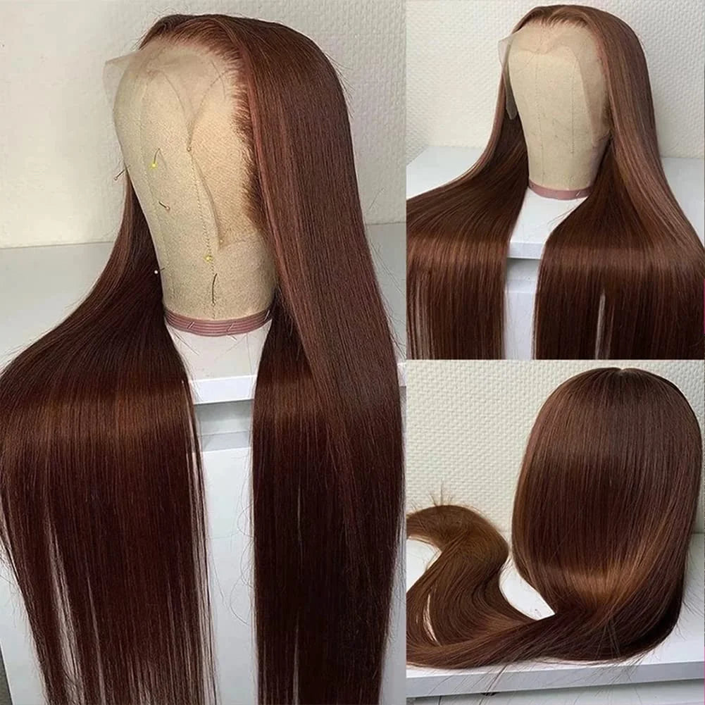 30 inch Chocolate Brown 13x6 Lace Frontal Wig Straight Human Hair Wigs Colored Human Hair 13x4 Lace Frontal Wig Pre plucked