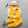 Baby Boy Suit 2026 Boys and girls Autumn Plush Thick Warm Casual Hooded Sweater Winter Cartoon Cute Bear Three-Piece Suit 0-4Y