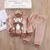 Girls Clothing Sets Children's Flannel Pajamas Home Clothes Casual Warm and Children Baby Sleepwear Suit Fleece Plain Solid