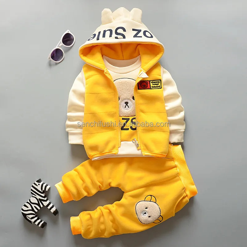 D334 Girls & Boys Spring Autumn Three-Piece Set 0-2-3 Years Old Velvet Suit Children's Clothes