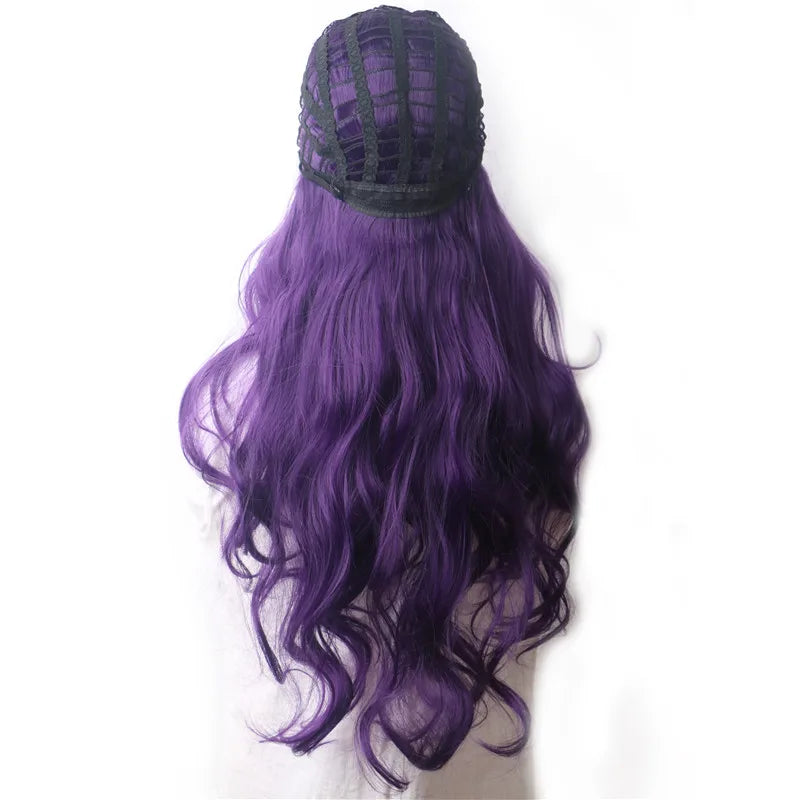 Wavy Purple Wigs Synthetic Hair Cosplay Wig Long Colored Wigs For Women Female Costume Wig Grey Green Pink Red Dark Brown Blue