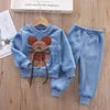 Girls Clothing Sets Children's Flannel Pajamas Home Clothes Casual Warm and Children Baby Sleepwear Suit Fleece Plain Solid