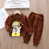 Girls Clothing Sets Children's Flannel Pajamas Home Clothes Casual Warm and Children Baby Sleepwear Suit Fleece Plain Solid