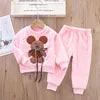 Girls Clothing Sets Children's Flannel Pajamas Home Clothes Casual Warm and Children Baby Sleepwear Suit Fleece Plain Solid