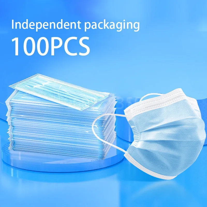 10-500pcs individual package Disposable Blue Face Masks Breathable safe Protective Adults Filter mask Meltblown Non-wove mask