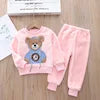 Girls Clothing Sets Children's Flannel Pajamas Home Clothes Casual Warm and Children Baby Sleepwear Suit Fleece Plain Solid