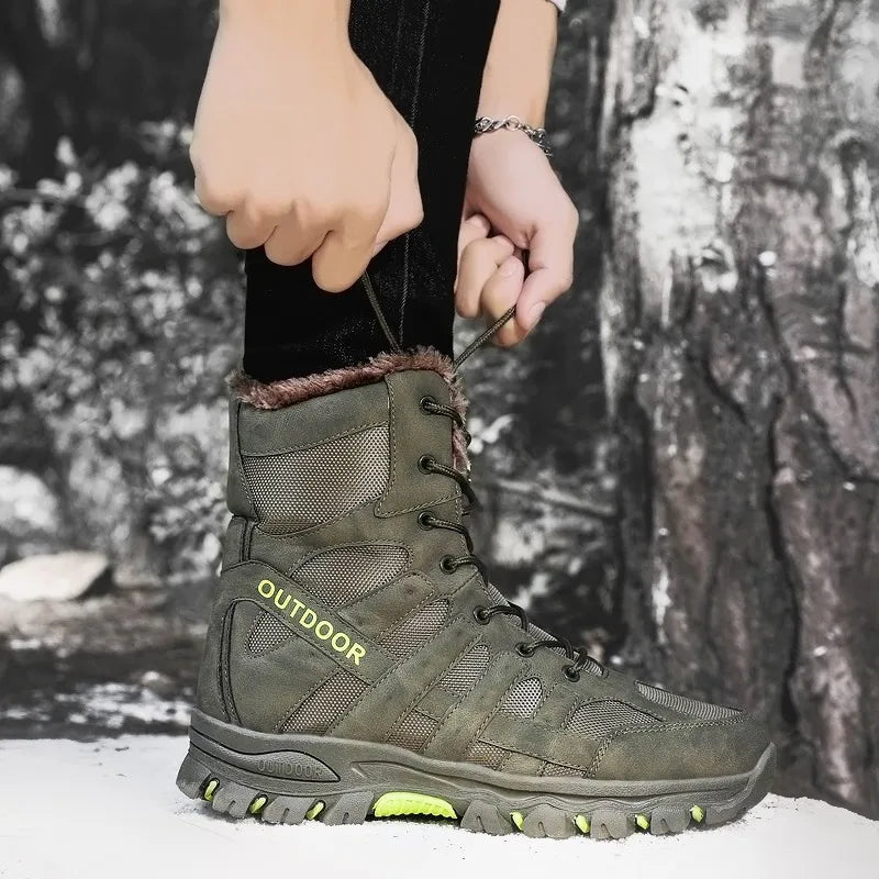 Men's Mountaineering Boots Winter Thickened Fleece Cotton Padded Warm Shoes Snow Boots Hiking & Trekking Backpacking Shoes