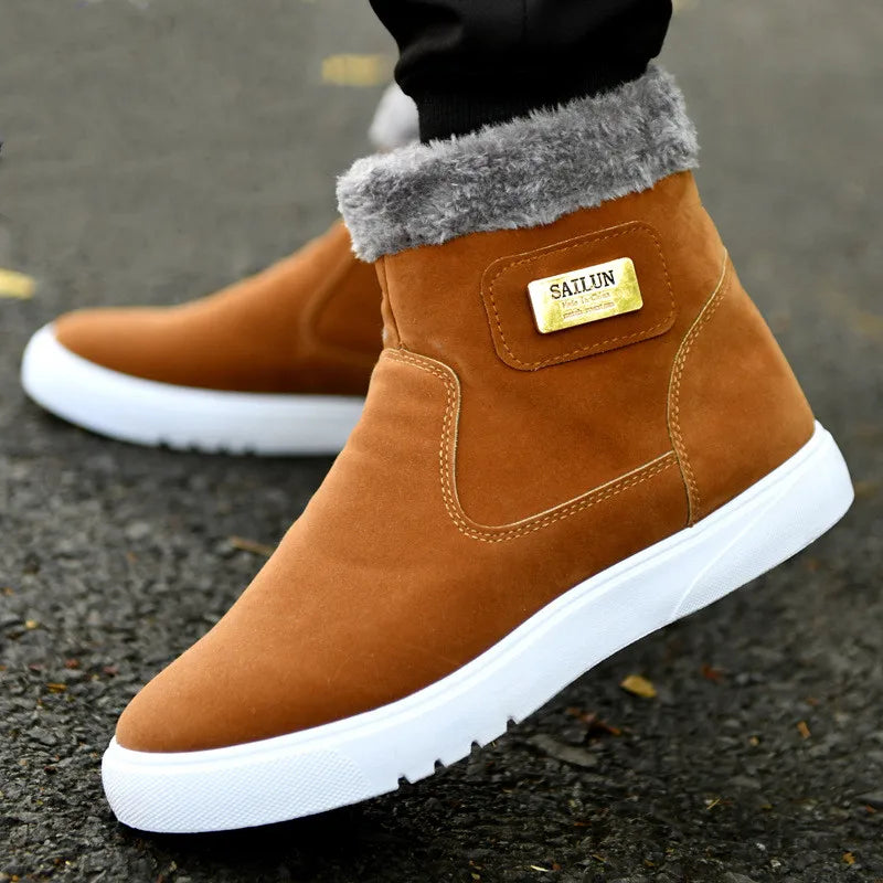 2026 Autumn and Winter New Snow Boots Men's Short Boots Thick Fleece Warm Shoes