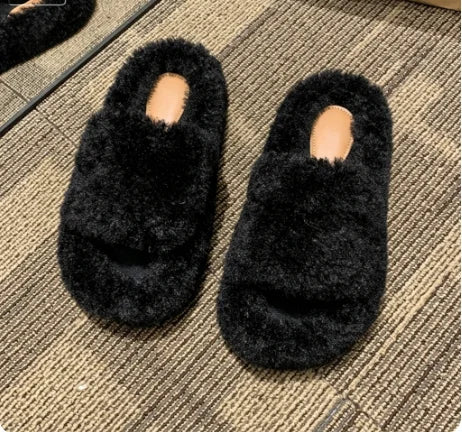 Luxury Designer Men's slippers Women Platform Slippers Furry Slide Withembroidery Warm Shoes Correct Version