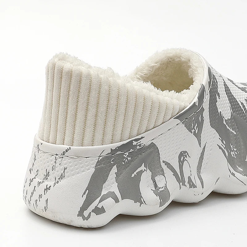 New Fashion Waterproof Warm Shoes Slippers Indoor Outdoor Winter Clogs Comfortable Non-slip Wide Fit Orthopedic Shoes OEM Furry Slides for Men