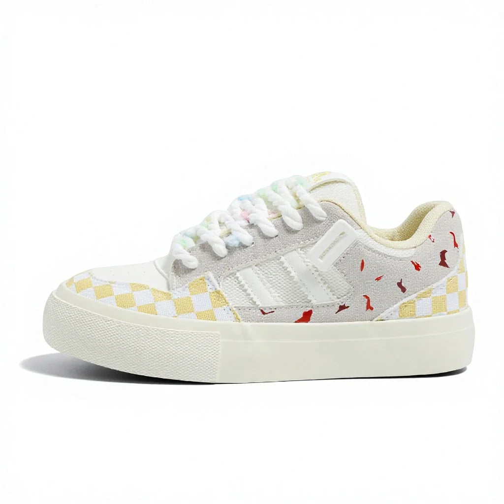 Global Times Mesh Breathable Lace-Up Synthetic Upper Bread Shoes Women's Summer Thick-Soled Sports Sneakers Student Korean Style