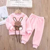 Girls Clothing Sets Children's Flannel Pajamas Home Clothes Casual Warm and Children Baby Sleepwear Suit Fleece Plain Solid