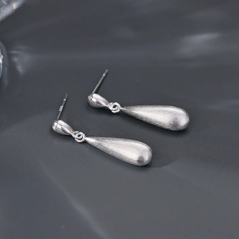 2026 New Hot 925 Sterling Silver Frosted Water Stud Earrings for Women High-End Summer Luxury Niche Accessories Trendy