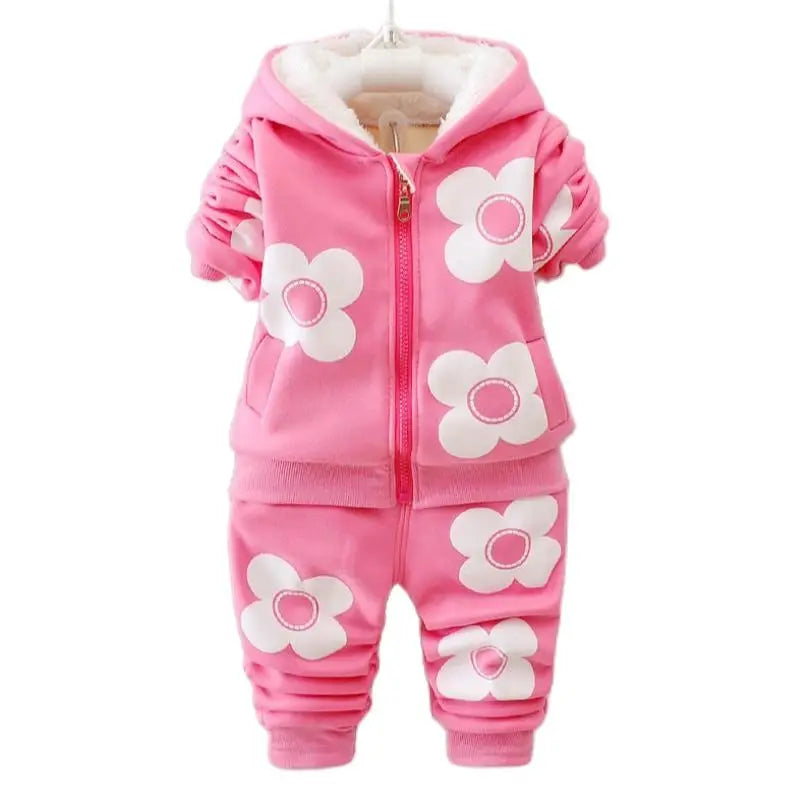 2026 New Baby Boys Girls Christmas Cartoon Winter Hooded Plush Warm Vest Coat+Sweatshirt+Pants 3Pcs Infant Children Sports Suit