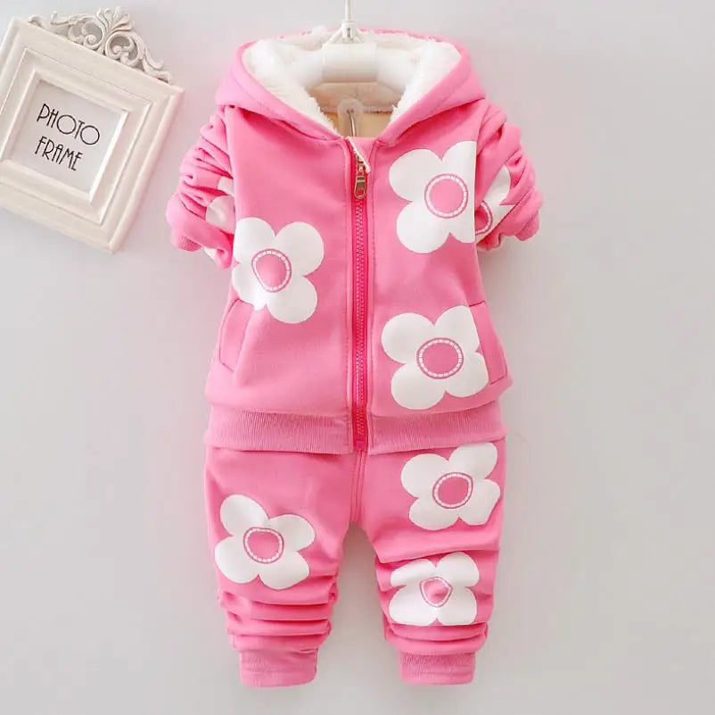 2026 New Baby Boys Girls Christmas Cartoon Winter Hooded Plush Warm Vest Coat+Sweatshirt+Pants 3Pcs Infant Children Sports Suit