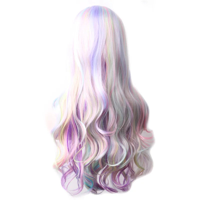Wavy Purple Wigs Synthetic Hair Cosplay Wig Long Colored Wigs For Women Female Costume Wig Grey Green Pink Red Dark Brown Blue