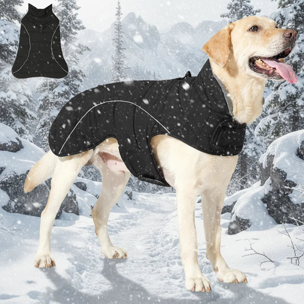 New Winter Thick Double-layer Warm Dog Clothing Windproof and Waterproof Can Pull Large Dog Jacket