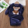 Girls Clothing Sets Children's Flannel Pajamas Home Clothes Casual Warm and Children Baby Sleepwear Suit Fleece Plain Solid