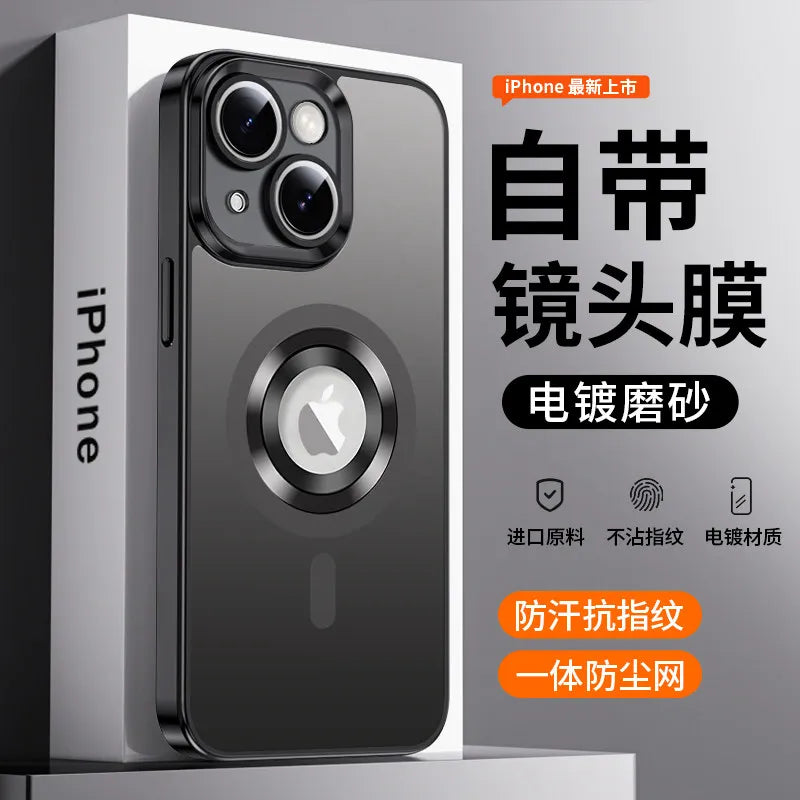 For 13 Pro Max Magnetic Wireless Silicone Matte Electroplated Anti-Drop Full-Cover Luxury Design Ultra-Thin Case