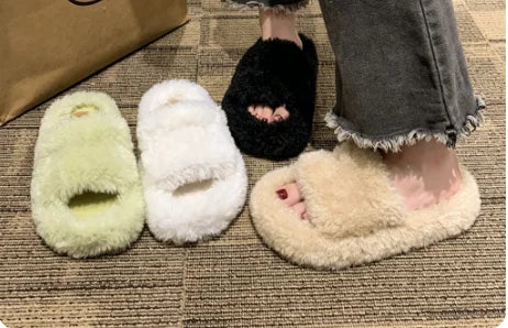 Luxury Designer Men's slippers Women Platform Slippers Furry Slide Withembroidery Warm Shoes Correct Version