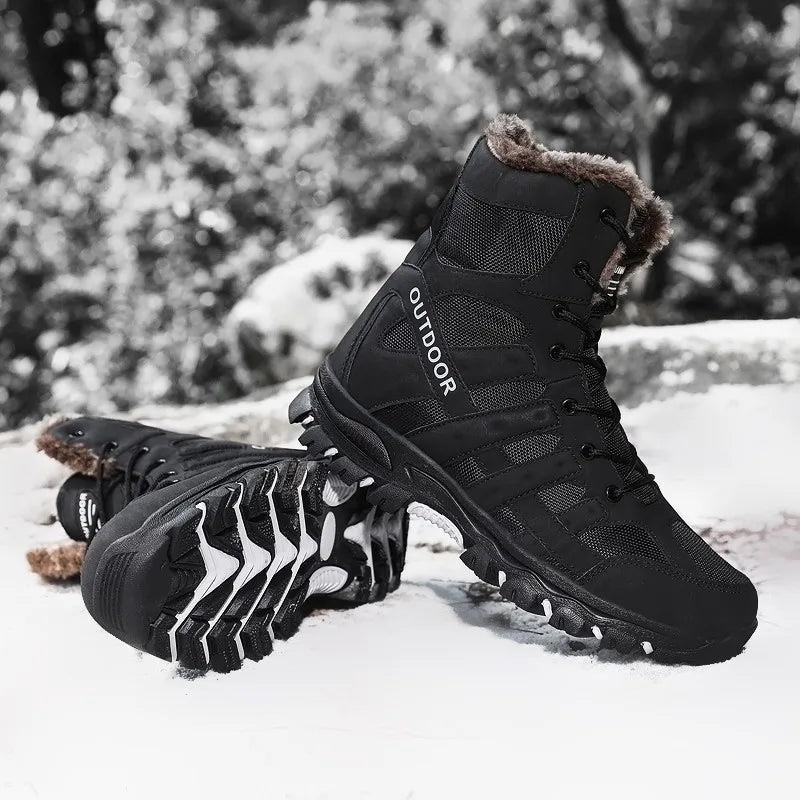 Men's Mountaineering Boots Winter Thickened Fleece Cotton Padded Warm Shoes Snow Boots Hiking & Trekking Backpacking Shoes
