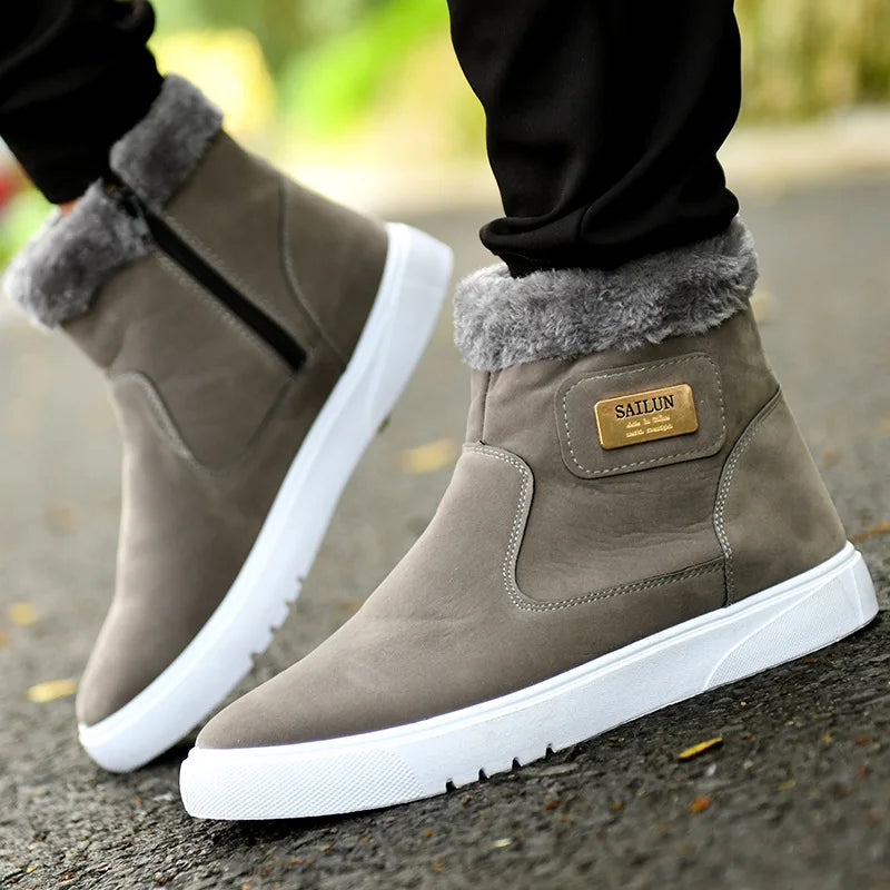 2026 Autumn and Winter New Snow Boots Men's Short Boots Thick Fleece Warm Shoes