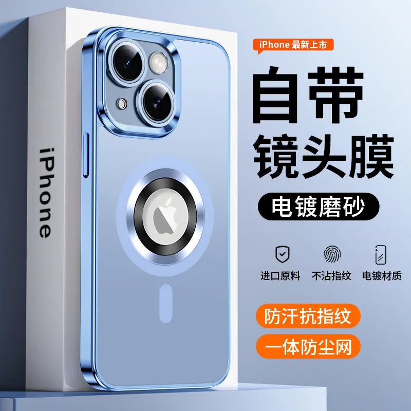 For 13 Pro Max Magnetic Wireless Silicone Matte Electroplated Anti-Drop Full-Cover Luxury Design Ultra-Thin Case