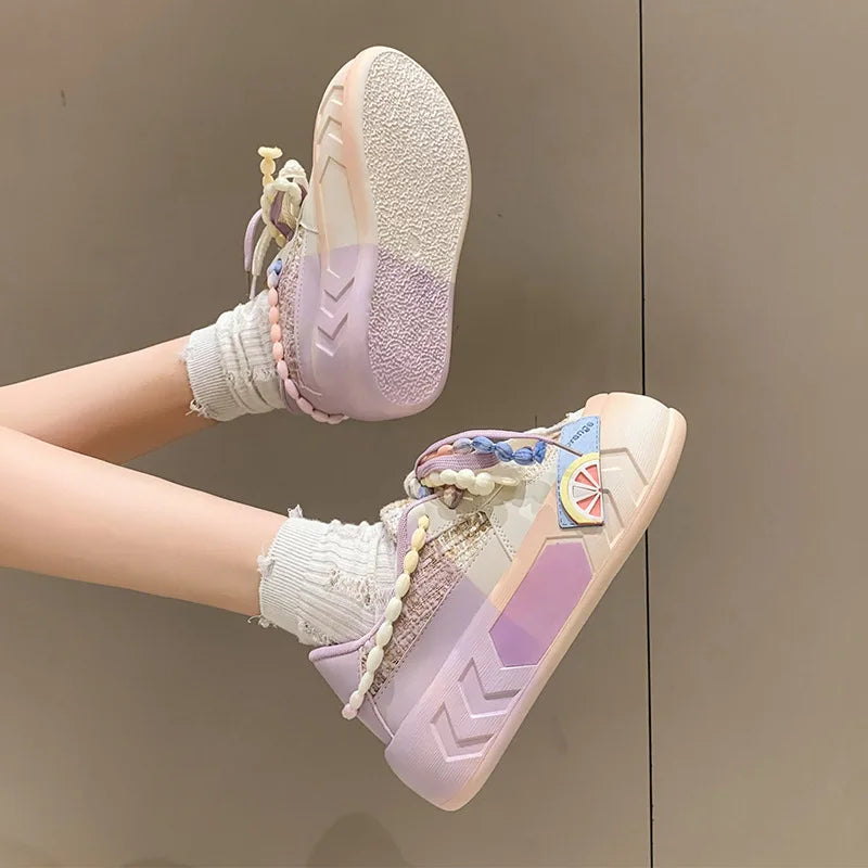 Basket Thick Sole Running Shoe Pink/Green Chunky Platform Fashion Trend 2026 Women Sneakers Casual Skate Shoes