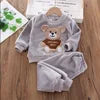 Girls Clothing Sets Children's Flannel Pajamas Home Clothes Casual Warm and Children Baby Sleepwear Suit Fleece Plain Solid