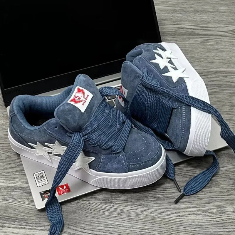 Fashion Retro Thick Sole Couple Shoes, 2026 Fall Niche Star Canvas Sneakers, All-match Trendy Student Daily Board Shoes