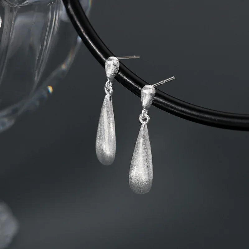 2026 New Hot 925 Sterling Silver Frosted Water Stud Earrings for Women High-End Summer Luxury Niche Accessories Trendy