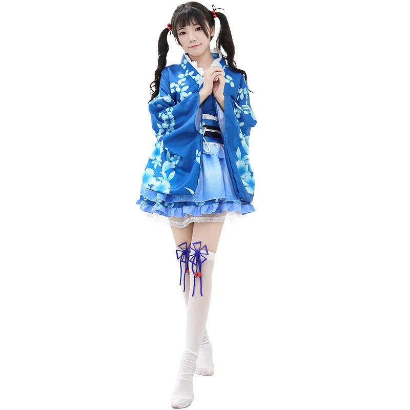 Anime Live Show Women's Clothing Japanese Traditional Kimono Dress Robe Fashion Stage Set Costume for Fans and Performers