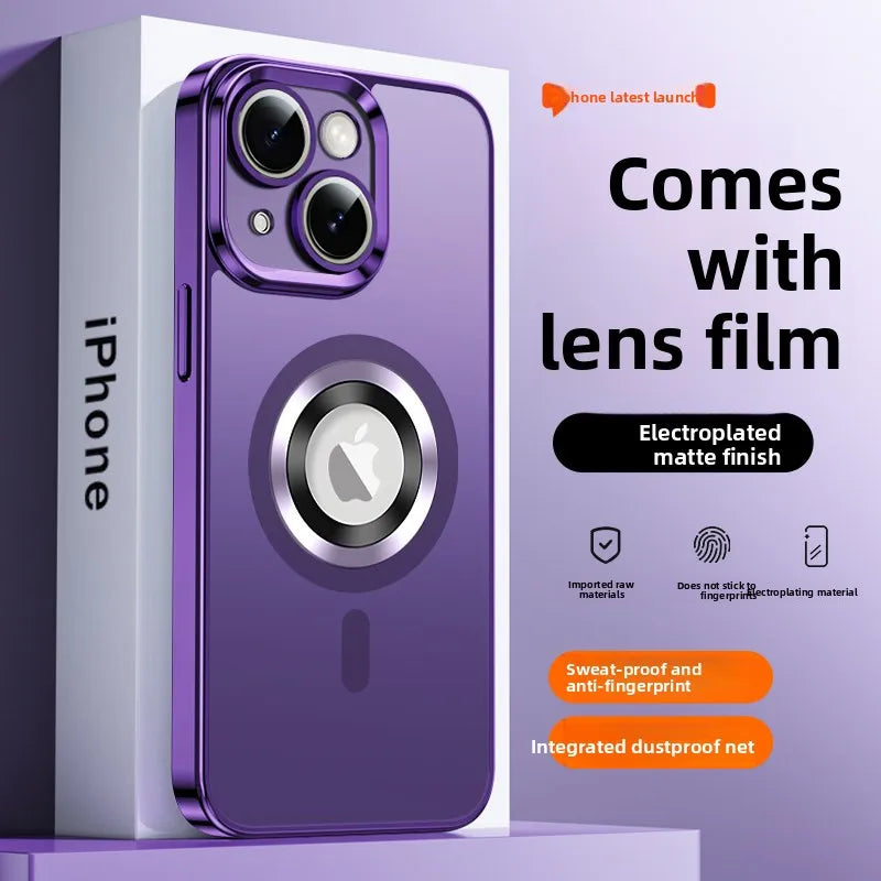 For 13 Pro Max Magnetic Wireless Silicone Matte Electroplated Anti-Drop Full-Cover Luxury Design Ultra-Thin Case