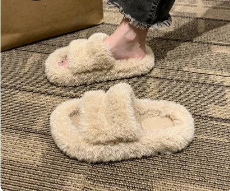 Luxury Designer Men's slippers Women Platform Slippers Furry Slide Withembroidery Warm Shoes Correct Version
