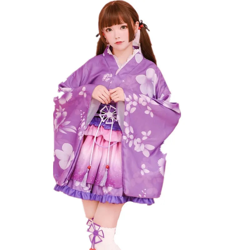Anime Live Show Women's Clothing Japanese Traditional Kimono Dress Robe Fashion Stage Set Costume for Fans and Performers