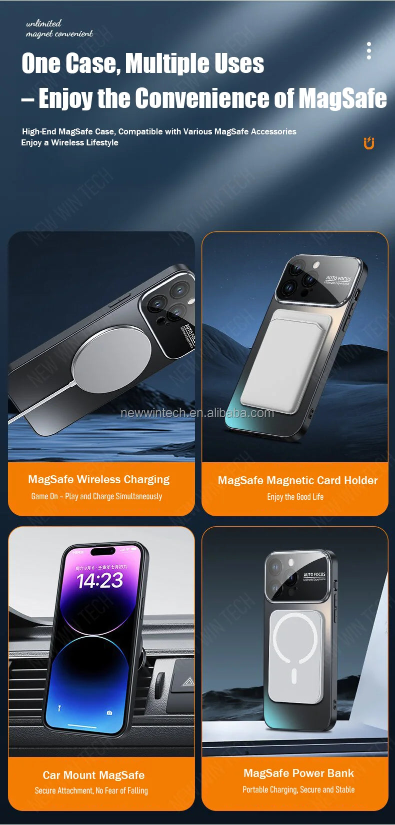 New Desert Gold Magnetic Case for iPhone 16 Pro Max/14/13/12 AG Frosted Glass Large Window Shockproof Wireless Charger Made PC