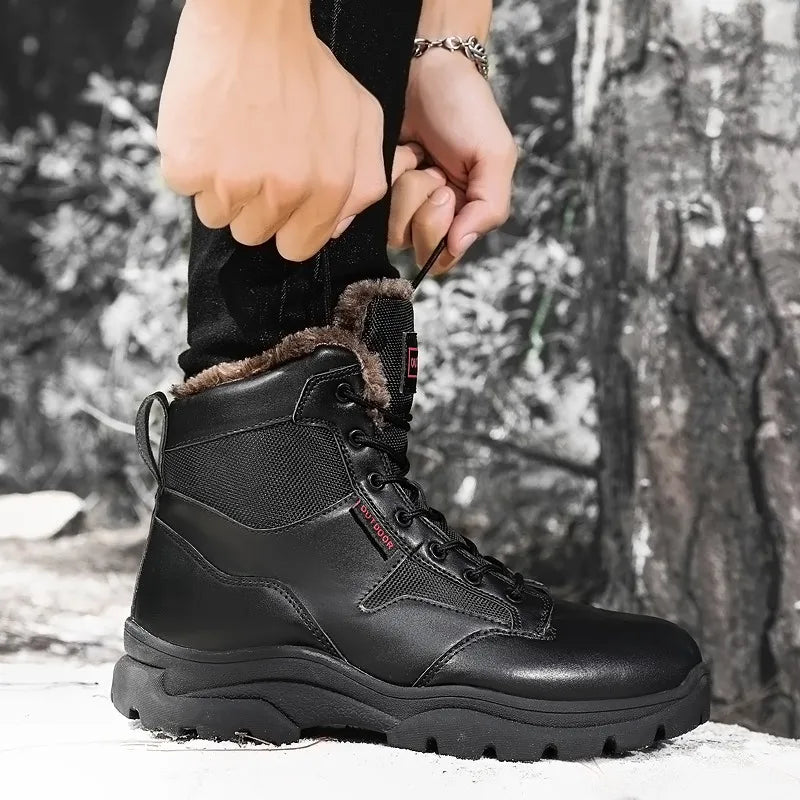 Men's Mountaineering Boots Winter Thickened Fleece Cotton Padded Warm Shoes Snow Boots Hiking & Trekking Backpacking Shoes