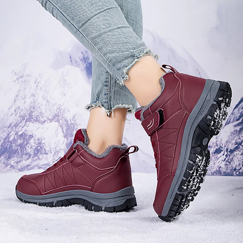 Women's Walk Winter Thickened Fleece Cotton Padded Warm Shoes Snow Shoes Sneakers Outdoor Cross Country Running Shoes Athletic