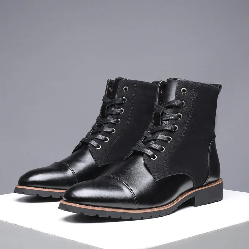 High Top Warm Shoes for Winter Big Size 47 48 Fashion Lace-up Quality Formal Boots for Men