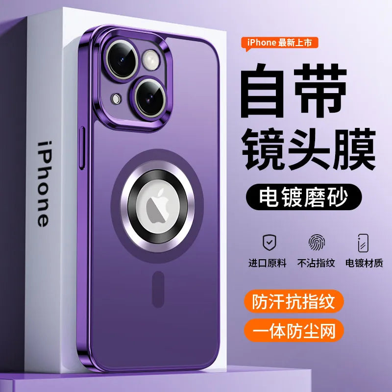 For 13 Pro Max Magnetic Wireless Silicone Matte Electroplated Anti-Drop Full-Cover Luxury Design Ultra-Thin Case
