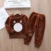 Girls Clothing Sets Children's Flannel Pajamas Home Clothes Casual Warm and Children Baby Sleepwear Suit Fleece Plain Solid
