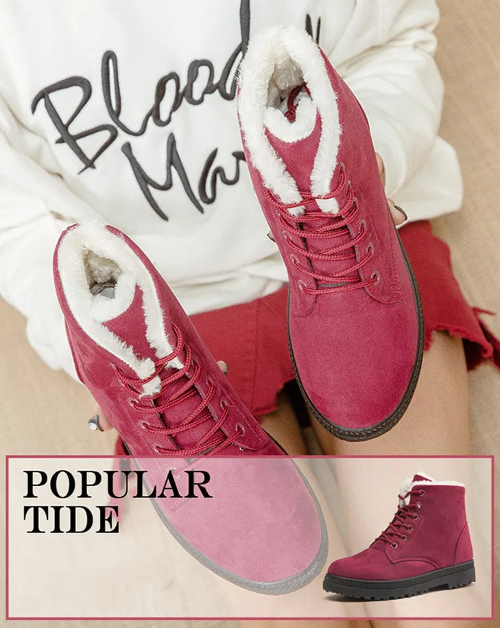 Hot Sale Winter Snow Boots Women's Warm Shoes Short Boots Flat Heels Women's Cotton Shoes