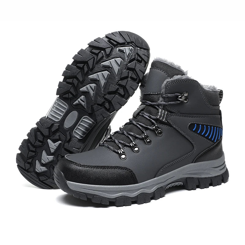 New Models Men's Hunting Boots Waterproof Winter Fur Lining Winter Warm Shoes Outdoor Low Price Factory Big Size 48 Bootie