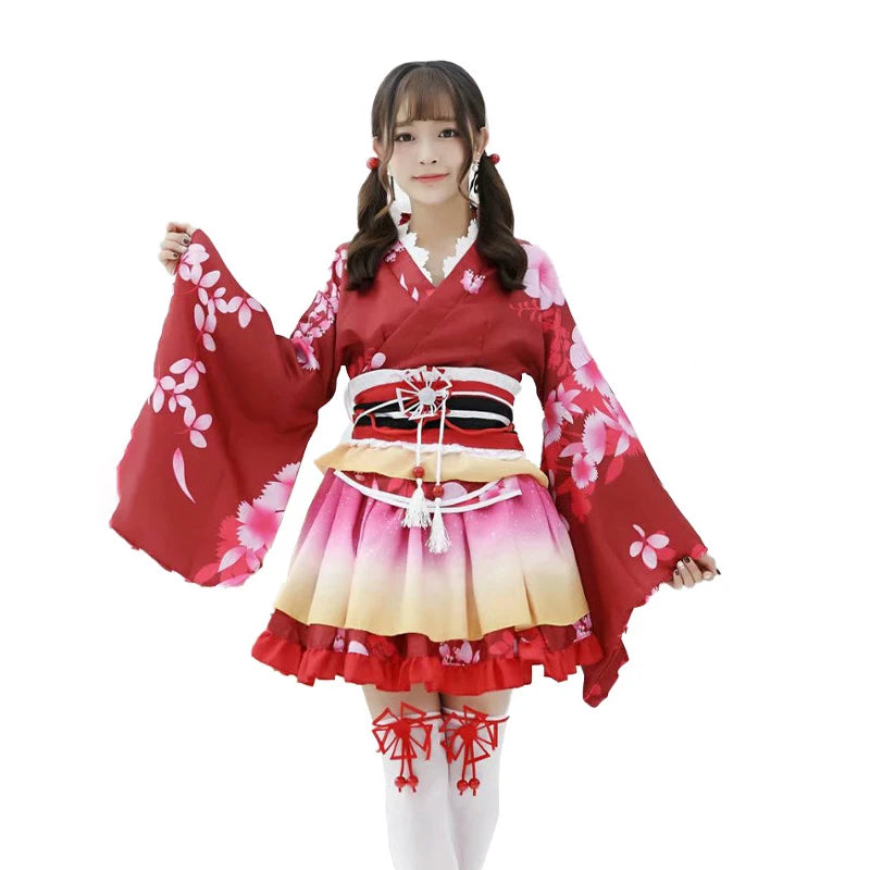 Anime Live Show Women's Clothing Japanese Traditional Kimono Dress Robe Fashion Stage Set Costume for Fans and Performers