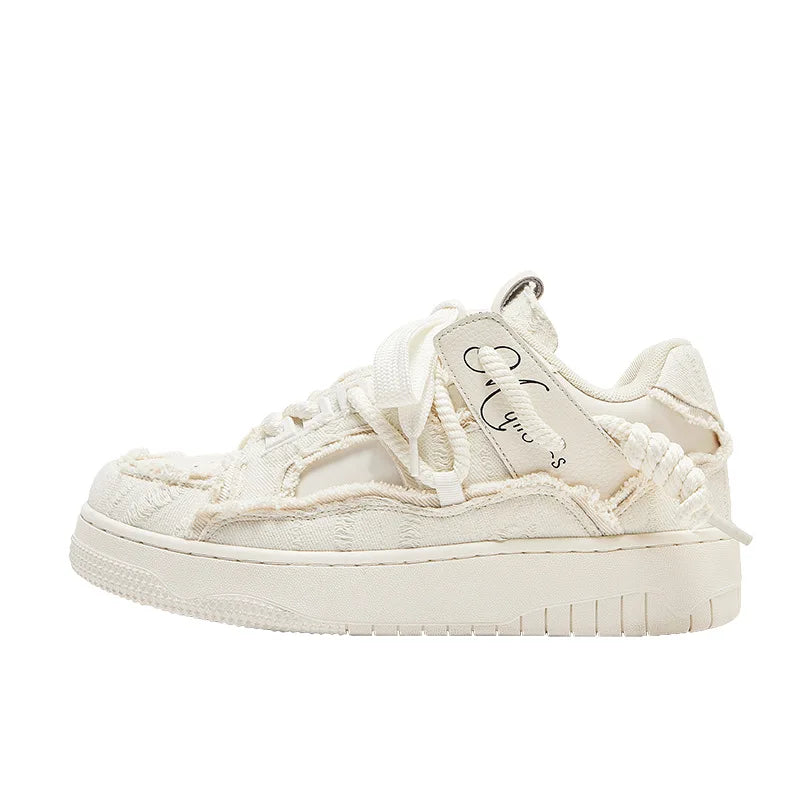 European and American Style Aesthetic Destruction Series Thick Soled Height Increasing Lace up Sports Shoes for Men and Women