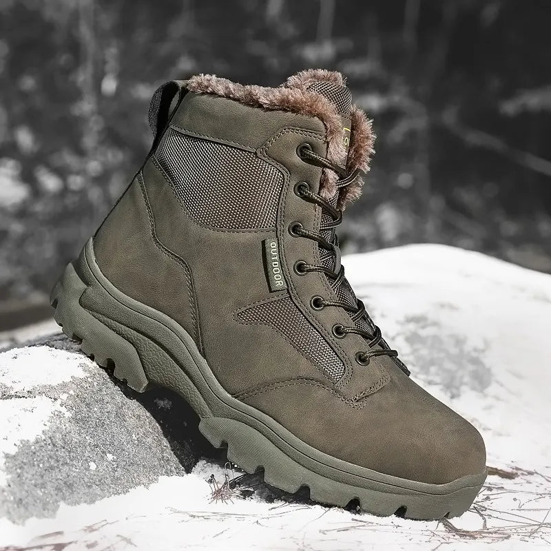 Men's Mountaineering Boots Winter Thickened Fleece Cotton Padded Warm Shoes Snow Boots Hiking & Trekking Backpacking Shoes