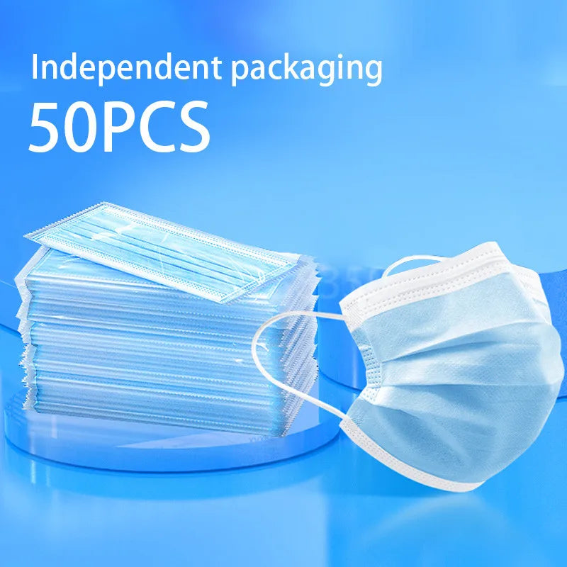 10-500pcs individual package Disposable Blue Face Masks Breathable safe Protective Adults Filter mask Meltblown Non-wove mask