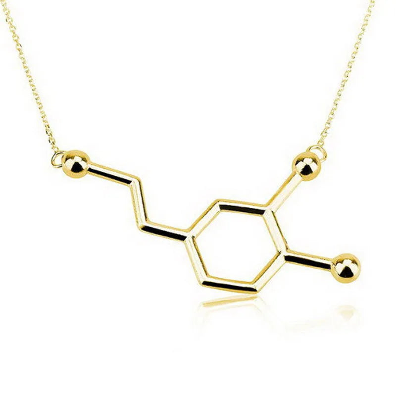 SMJEL Dopamine Molecule Necklaces Chemical Formula Necklace Fashion Women Serotonin Structure Formula Pendant Graduation Gifts