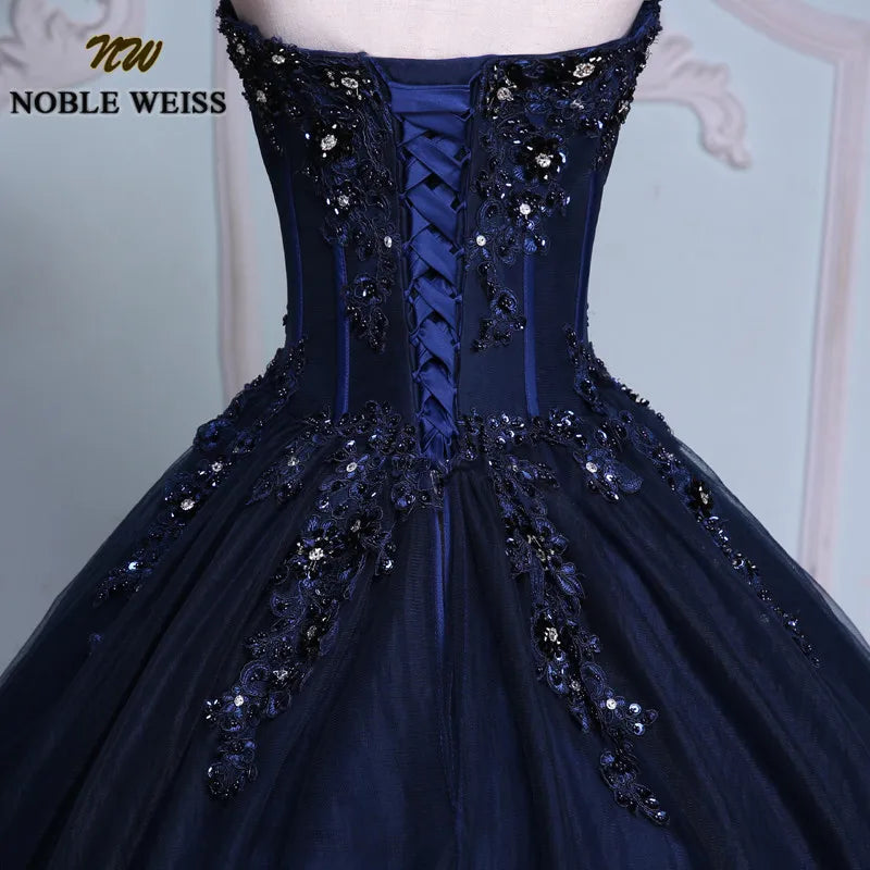 Quinceanera Dresses Ball Gown Sweetheart Strapless Applique Lace Prom Dresses Customized